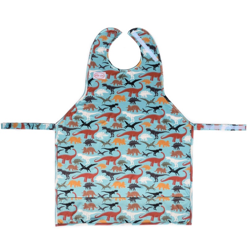 BIB-ON XL, Full-Coverage Bib and Apron Combination for Toddler, Kids Ages 3 and Up. (Dinosaurs) - Image 1